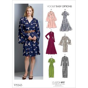 Vogue V9345A5 Easy Women's Notched Collar Dress Sewing Patterns, Sizes 6-14