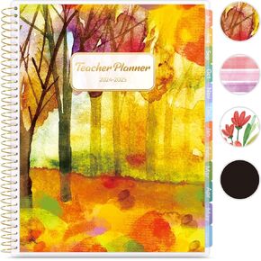 Skydue Teacher Planner 2024-2025 العام الدراسي، يوليو 2024 - يونيو 2025، 8.5 بوصة × 11 بوصة، كتاب خطة الدرس مع علامات تبويب شهرية، غلاف حلزوني متين، 4 أوراق ملصقات مخططة، 7 صفحات وظيفية أخرى زهرية