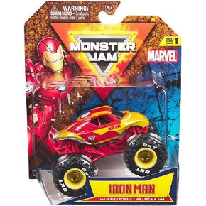 Monster Jam 2024 Marvel 1:64 Scale Diecast Series 1 Monster Truck with Flag: Iron Man