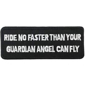 Cute-Patch Ride No Faster Than Your Guardian Angel Can Fly - Iron ON/SEW ON Patch