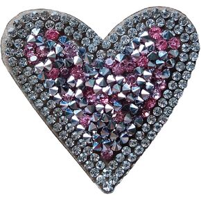 Cute Crystal Artificial Diamond Heart Iron On Patch, Bling Rhinestone Emblem Patch Badge for Backpacks,Laptop (Color 01)