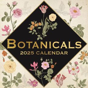 The Gifted Stationary 2025 Square Wall Calendar, Botanicals, 16-Month Arts & Antiques Theme Hanging Calendar with 180 Reminder Stickers, Month Planner for Home and Creative Spaces, 12x12 In