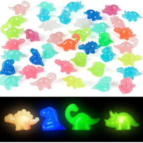 CCINEE 39pcs Luminous Mini Dinosaurs Glow in The Dark Resin Figures Micro Fairy Ornaments Tiny Dinosaurs Miniature for Bag Cake Topper Birthday Party Favors