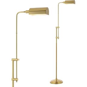 JONATHAN Y JYL3095A Zinnia 63" Industrial Minimalist Height-Adjustable Iron Pharmacy LED Floor Lamp Glam, Modern, Designer, Casual, Vintage, Office, Living Room, Dining Room, Bedroom, Brass Gold