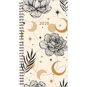 Willow Creek Press Floral Moon 2025 Softcover Spiral-Bound Weekly Planner (3.5" x 6.5")