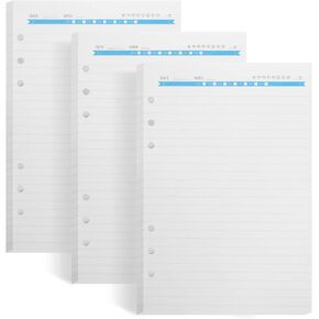 Songaa A5 Refill Paper 3 Packs - 100GSM Thick Refillable Paper 6 Hole Filler Inserts Loose Leaf Paper 120 Sheets/240 Pages, A5 Refill Paper for 6 Ring Binder Journal (Lined Paper) Purple/Yellow/Pink