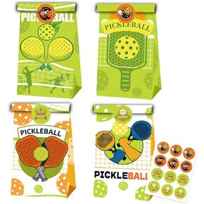 MMBDAMAI 12 Pcs Pickleball Party Bags Pickleball Gift Bags Goodie Bags Candy Bags Treat Bags Party Favors Bags with 12 Pcs Pickleball Stickers for Pickleball Party Decorations Birthday Party Supplies