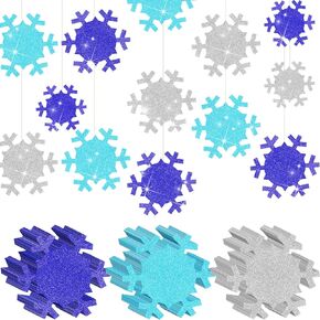PerKoop 120 Pcs Large 6 Inch Snowflakes Cutouts Paper Christmas Glitter Double Sided Snowflakes Bulletin Board Cutouts Snowflake Classroom Decor for DIY Craft Holiday Xmas Party Supplies, 3 Colors