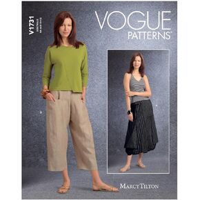 Vogue Patterns V1731AA Misses Skirt/Pants, AA (6-8-10-12), White
