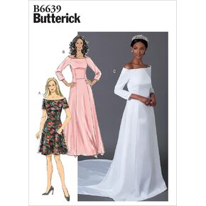 Butterick B6639A5 Women's Fitted Knee, Ankle, Floor Length Dress Sewing Patterns, Sizes 6-14