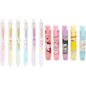 6 Pcs Mechanical Pencils with 5 Pcs Retractable Eraser, Cute Eraser Pencil, Cartoon Creative Stationery Supplies for Girls