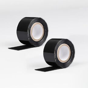Hose Repair Tape, 2 rolls Self-Fusing Silicone Weatherproof Rubber Sealing Tape, 1in x10ft Water Hose Leak Seal Tape, Rescue Tape,Pipe Plumbing Hose Repair Tape for Cable Insulating Wrap Seal (Black)