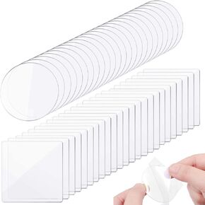 Eersida 48 Pieces Double Sided Tape Clear Sticky Gel Pad Washable Traceless Mounting Removable Sticky Gel Adhesive Double Sided Pads for Wall DIY Craft Home Office Rug Cushion Gripping