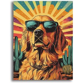 Yomiie 5D Sunglasses Dog Diamond Painting Kits for Adults, Paint with Diamonds Art Animal DIY Full Round Drill Kits, Embroidery Rhinestone Diamond Crystal Craft Canvas Home Wall Decor 30x40 cm