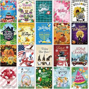Qeeenar 20 Pcs Seasonal DIY Diamond Art Kits 5D Diamond Painting Kits for Adults Halloween Thanksgiving Christmas Home Decoration Dots Paintings for Kid Parents Children Beginners, 12 x 16 Inch