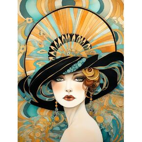 LOMSIOY Diamond Art Painting Kits Woman for Adults Paint with Diamond Art Abstract Art, Round Full Drill Crystal Rhinestone Crafts Gem Arts for Home Wall Decor 12x16 inch