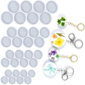 4 PCS Resin Circle Molds Circle Grip Mold Flat Circle Resin Molds Round Keychain Mold Round Keychain Silicone Mold for Epoxy Crafts Epoxy Resin Mold Jewelry Making Supplies