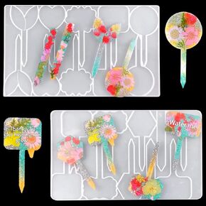 FineInno 2 Pcs Plant Labels Resin Molds, Garden Markers Silicone Molds for Resin, Plant Tags Epoxy Resin Molds for Seed Potted Nursery Garden, T Shape