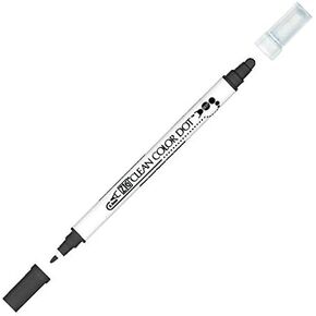 ZIG Clean Color Dot Marker | Dual Tip Pure Black Marker With Brush Tip | Water-Based Pigment - Ideal For Marking In Planners Or Journals