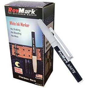 RevMark White Ink Industrial Marker - 12 Pack (Made in the USA)