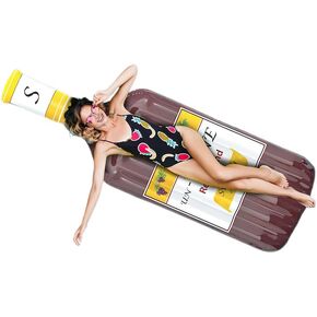 Wine Bottle Pool Float Comfortable Ribbed Style Base for Adults & Kids – Fun Inflatable Pool Floats Adult, Perfect for Pool Parties | 92 x 30 Inches