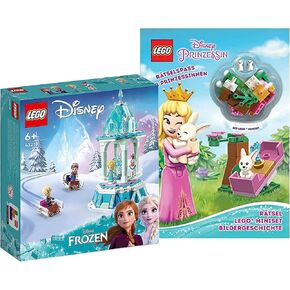 LEGO Disney Princess Anna's and Elsa's Magic Carousel, Frozen Toy, Inspired by Frozen Ice Palace with 3 Iconic Micro Doll Figures and Olaf Figure 43218