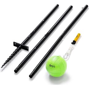 A11N Heavy-Duty Tetherball Set with Ball & Rope | Adjustable Pole at 4.7' -10.5' | Ideal for Backyard and Beach Fun | Pet-Friendly