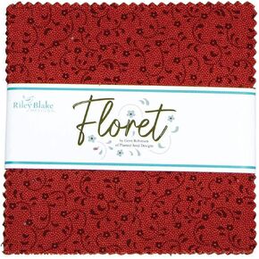 Gerri Robinson Floret Red 5" Stacker 42 5-inch Squares Charm Pack Riley Blake Designs 5-675-RED-42