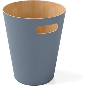 Umbra Woodrow, 2 Gallon Modern Wooden Trash Can Wastebasket or Recycling Bin for Home or Office, White