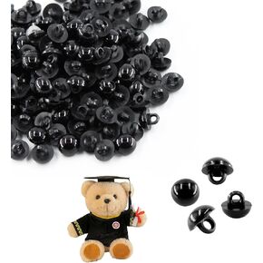 150PCS 0.39Inch Black DIY Mushroom Eyes Button, Round Plastic Safety Eyes Button Sewing Craft Eyes for Bear Crochet Puppet Plush Stuffed Animals Doll Making