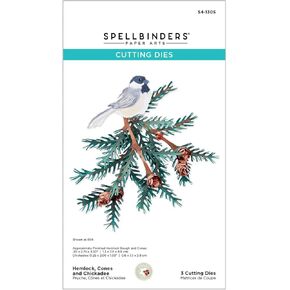 Spellbinders Hemlock, Cones and Chickadee Etched Dies, Metal