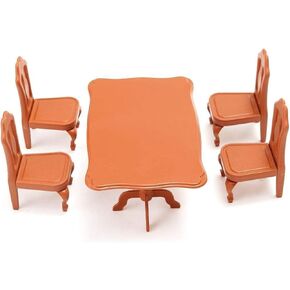 Dollhouse Table and Chairs 1 12 Scale Wooden Furniture Model 5pcs Miniature Dining Table Chairs Set for DIY Hobby Mini Dining Room Decoration Accessories