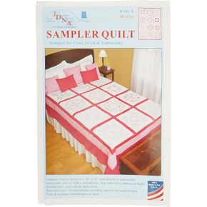 Jack Dempsey Needle Art Hearts Sampler Quilt white