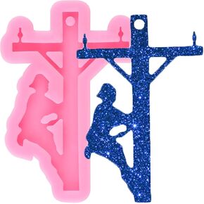 Lineman on The Pole Keychain Silicone Molds Epoxy Pendant Resin Mold for DIY Keychain Backpack Pendant Jewelry Making Necklace Decoration Craft