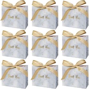 30Pack Small Thank You Gift Bags,Marble Pattern Party Favor Bags with Gold Bow Ribbon,4.5x1.8x3.Inches,Paper Bags for Birthday Wedding Bridesmaid Holiday Valentines Day (Black)