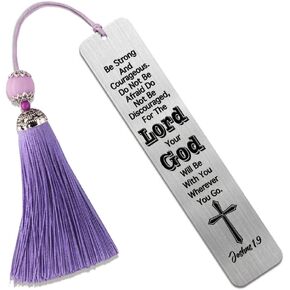 DYJYBMY Your God Will Be with You Wherever You Go Engraved Metal Bookmark, Stainless Steel Bookmark for Women, Bible Verse Bookmark Gifts for Book Lover Friend Sister, Inspirational Christian Gifts