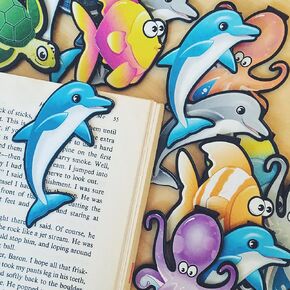 Dolphin, Fish, Octopus, Turtle Bulk Bookmark Assortment (Total 40) Animal Bookmarks Bulk Bookmarks for Kids Girl’s boy’s Teens. Perfect for Gifts, Student Incentives, Reading Incentives, Awards!