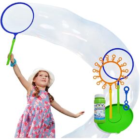 OleOletOy Giant Bubble Wand Set: Big Bubble Maker Toy for Kids and Adults with Bubble Refill, Fun Outdoor and Indoor Activity for Girls, Boys, Toddlers and Children to Enjoy