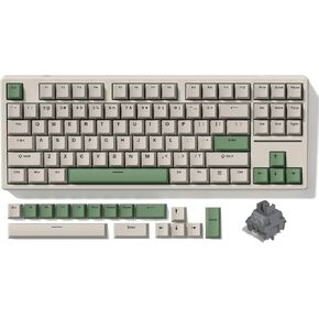 COSTOM WK87 75% TKL Wireless Mechanical Gaming Keyboard, 2.4Ghz/Bluetooth/USB-C Gasket Hot Swappable RGB Backlits Custom Keyboard with 4000mAh Battery, Pre-lubed POM Linear Switches, Retro Grey
