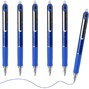 Temiary 6Pcs Erasable Gel Pens, 3 Blue & 3 Black, Make Mistakes Disappear, Pen with Eraser Used for Drawing Writing Planner and Crossword Puzzles (Blue & Black)