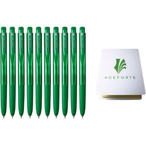 Uni-Ball Signo RT1 0.28mm - Smooth Ink Flow Gel pen, Retractable Gel Ink Pen, Ultra Micro Point, Green - Pack of 10, Sticky Notes Value Set