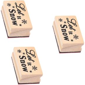 NUOBESTY 3pcs Christmas Snowflake Stamp Let It Snow Sign New Year Winter Card Making Rubber Craftingrubber Rubber for Crafting DIY Scrapbook Postage Stamps Hand Account Stamp Wood Seal