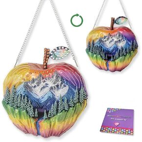 SOURMO Hanging Diamond Art Painting Ornament Moutain River, DIY Double Sided Acrylic Diamonds Painting Pendant Kit for Adults
