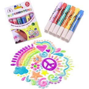 HASLED Magic Puffy Pens for Girls,Bubble Pen,Magic Popcorn Color Paint Pen,Print Bubble Pen Puffy 3D Art Safe Pen,Magic Colour DIY Bubble Popcorn Drawing Pens