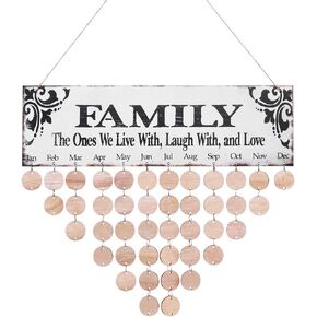 WINOMO Wooden Hanging Reminder Family Birthday Board Plaque Birthday DIY Calendar