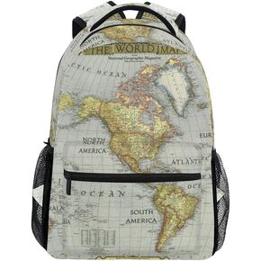 Nander Backpack Travel World Map Painting School Bookbags Shoulder Laptop Daypack College Bag for Womens Mens Boys Girls