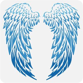 FINGERINSPIRE Angel Wings Painting Stencil 11.8x11.8 inch Reusable Angel Wings Pattern Drawing Template DIY Angel Wings Decoration Stencil for Painting on Wood Wall Fabric Paper Furniture