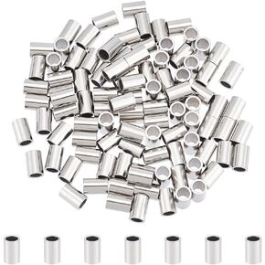 UNICRAFTALE 100Pcs 304 Stainless Steel Tube Beads 6mm Long Spacer Beads Metal Column Beads Hollow Tube Beads Loose Beads Hole 3mm for DIY Bracelet Necklace Jewelry Making