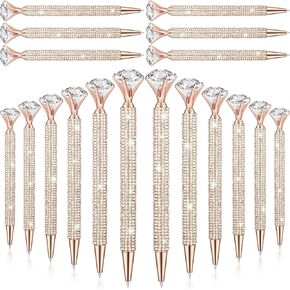 Honoson 50 Pcs Big Diamond Pens Bulk Bling Rhinestone Pens with Crystal Christmas Glitter Retractable Black Ink Ballpoint Pens for Bridal Shower Gifts School Office Birthday Party Favor(AB Color)