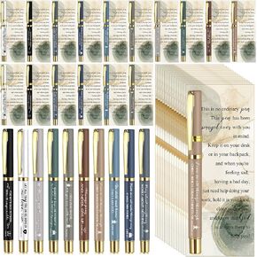 20 Sets Christian Pen Gift Inspirational Bible Verse Ballpoint Pen with Religious Motivational Scripture Bookmark Cards Bulk for Men Women Church Christmas Nativity(Macaro,Novel)